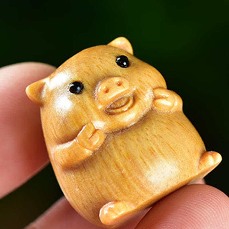 Nimara Ritual Green Sandalwood Small Leaf Red Sandalwood Cute Pig Animals Positive Decoration
