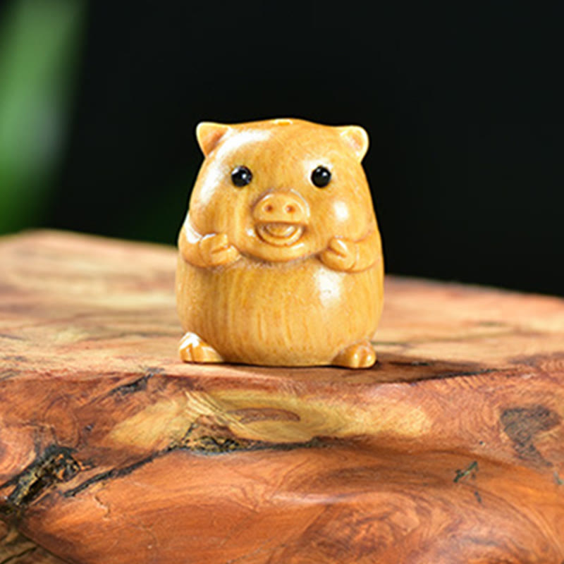 Nimara Ritual Green Sandalwood Small Leaf Red Sandalwood Cute Pig Animals Positive Decoration