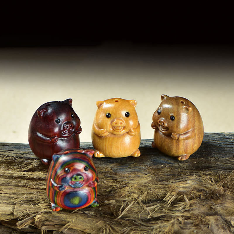 Nimara Ritual Green Sandalwood Small Leaf Red Sandalwood Cute Pig Animals Positive Decoration