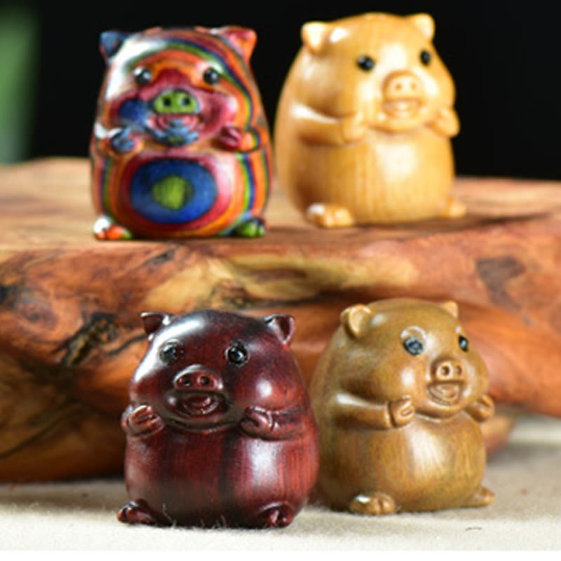 Nimara Ritual Green Sandalwood Small Leaf Red Sandalwood Cute Pig Animals Positive Decoration