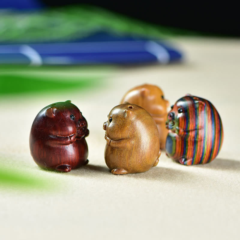 Nimara Ritual Green Sandalwood Small Leaf Red Sandalwood Cute Pig Animals Positive Decoration