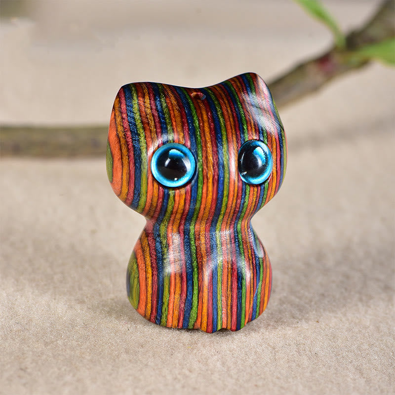 Nimara Ritual Ebony Wood Small Leaf Red Sandalwood Cute Cat Animals Calm Decoration