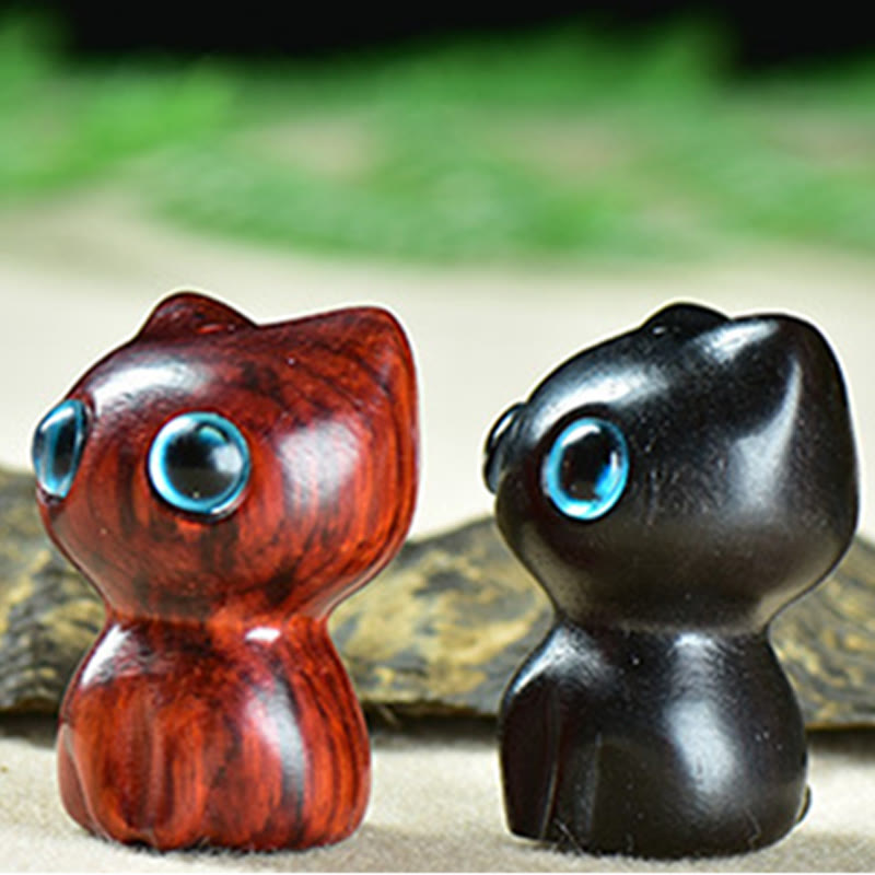 Nimara Ritual Ebony Wood Small Leaf Red Sandalwood Cute Cat Animals Calm Decoration