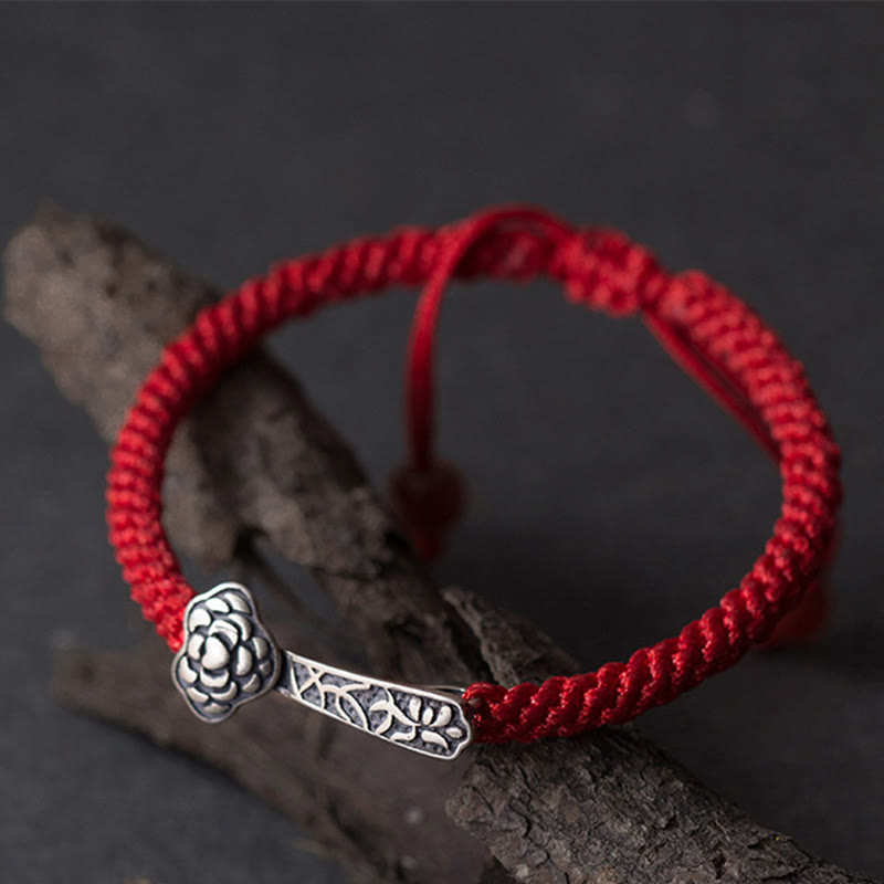 Nimara Ritual Retro 925 Sterling Silver Ruyi As One Wishes Red String Braided Luck Bracelet