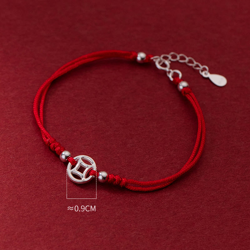 Nimara Ritual 925 Sterling Silver Hollow Copper Coin Luck String Bracelet