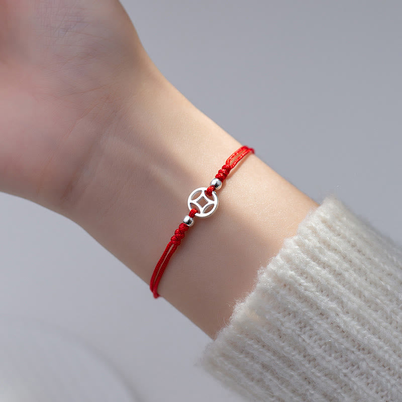 Nimara Ritual 925 Sterling Silver Hollow Copper Coin Luck String Bracelet