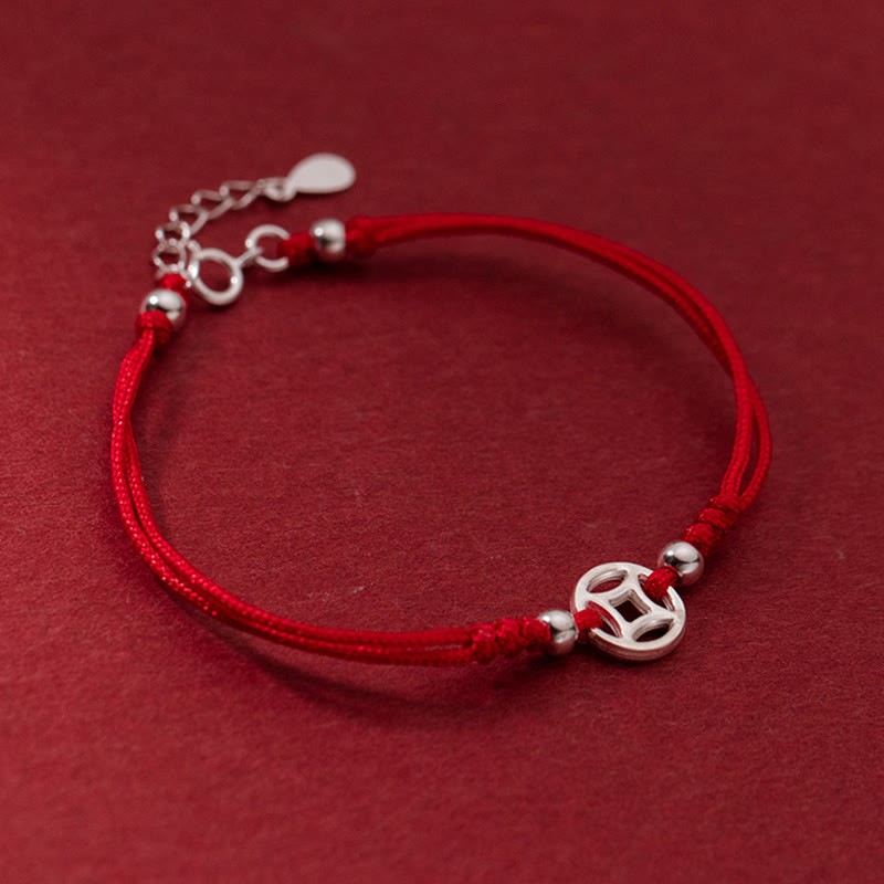 Nimara Ritual 925 Sterling Silver Hollow Copper Coin Luck String Bracelet