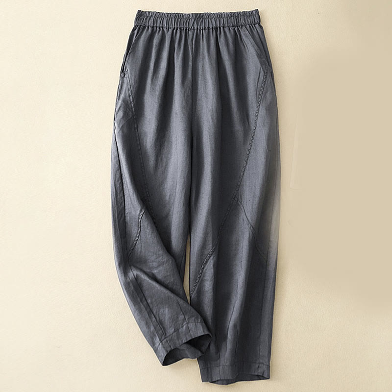 Nimara Ritual Casual Plain Cropped Pants Women's Linen Harem Pants With Pockets
