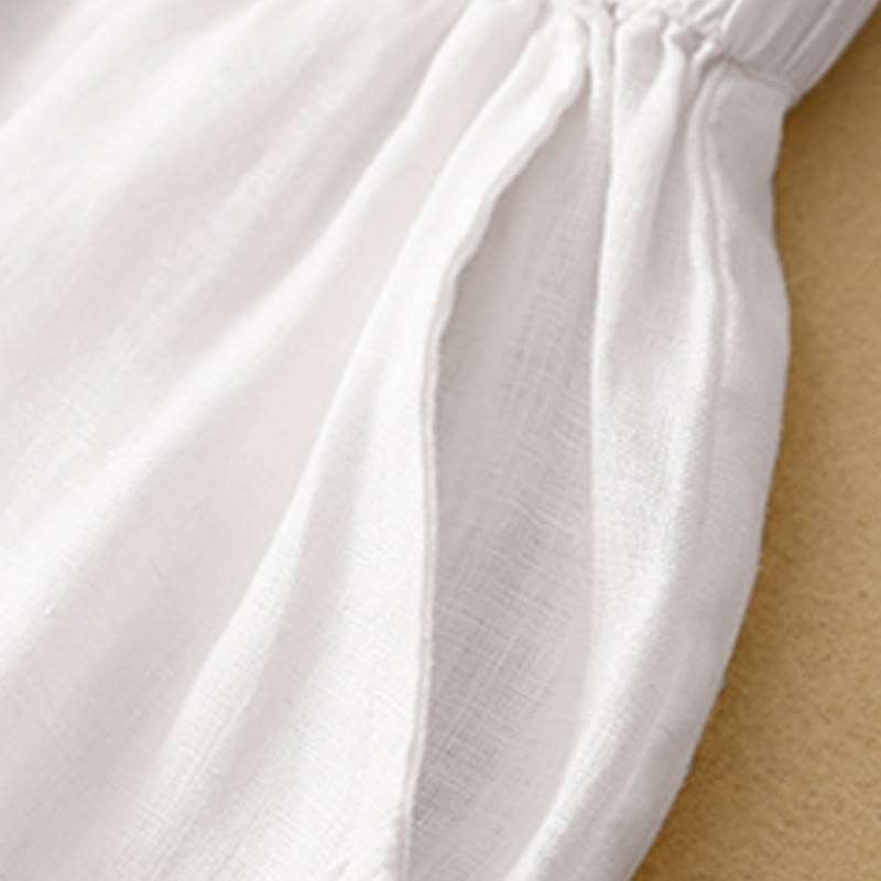 Nimara Ritual Casual Plain Cropped Pants Women's Linen Harem Pants With Pockets