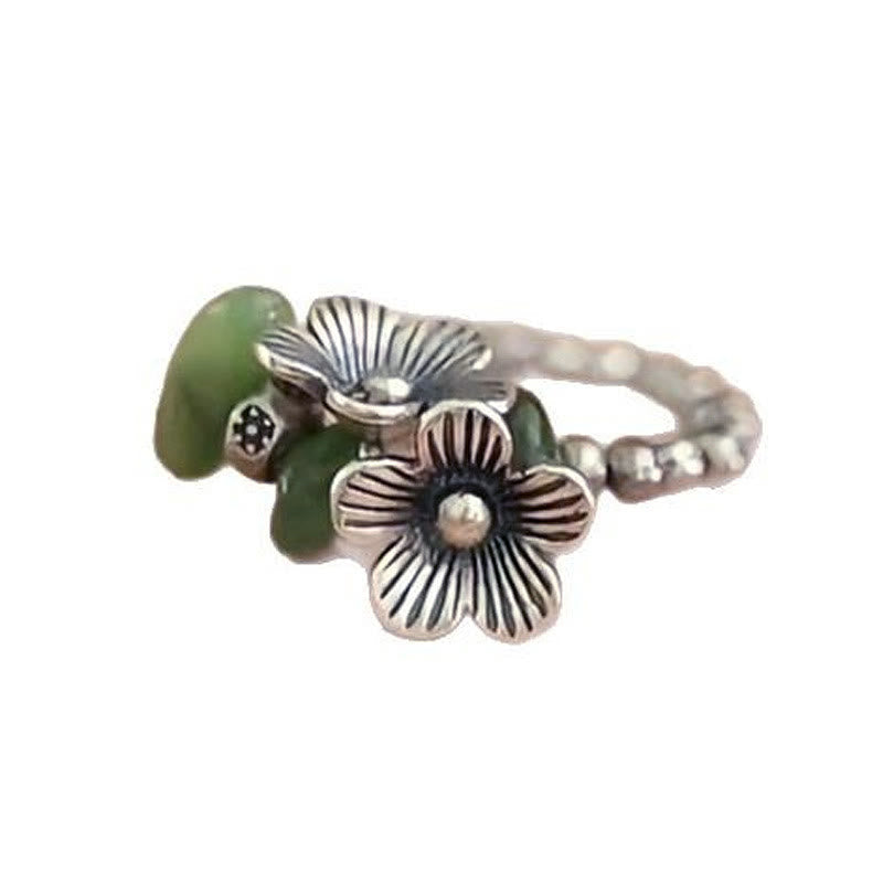 Nimara Ritual Flower Pattern Copper Alloy Luck Elastic Rope Ring