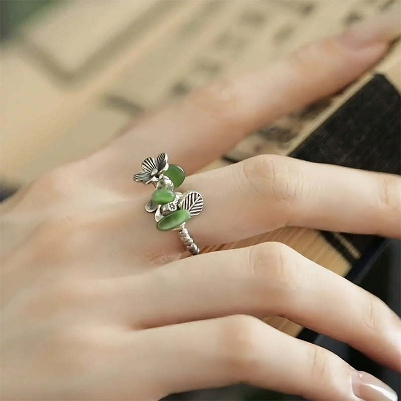 Nimara Ritual Flower Pattern Copper Alloy Luck Elastic Rope Ring