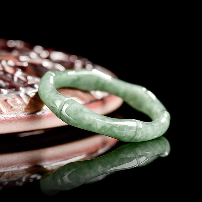 Nimara Ritual Natural Bamboo Design Jade Abundance Ring