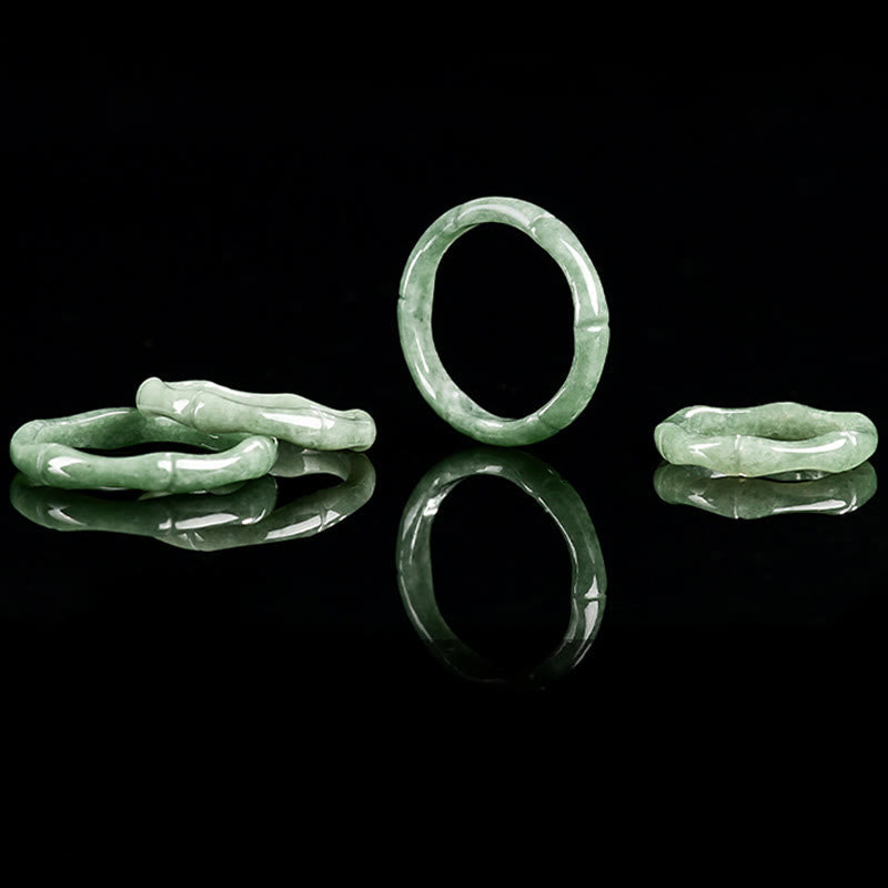 Nimara Ritual Natural Bamboo Design Jade Abundance Ring
