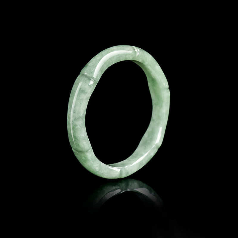 Nimara Ritual Natural Bamboo Design Jade Abundance Ring