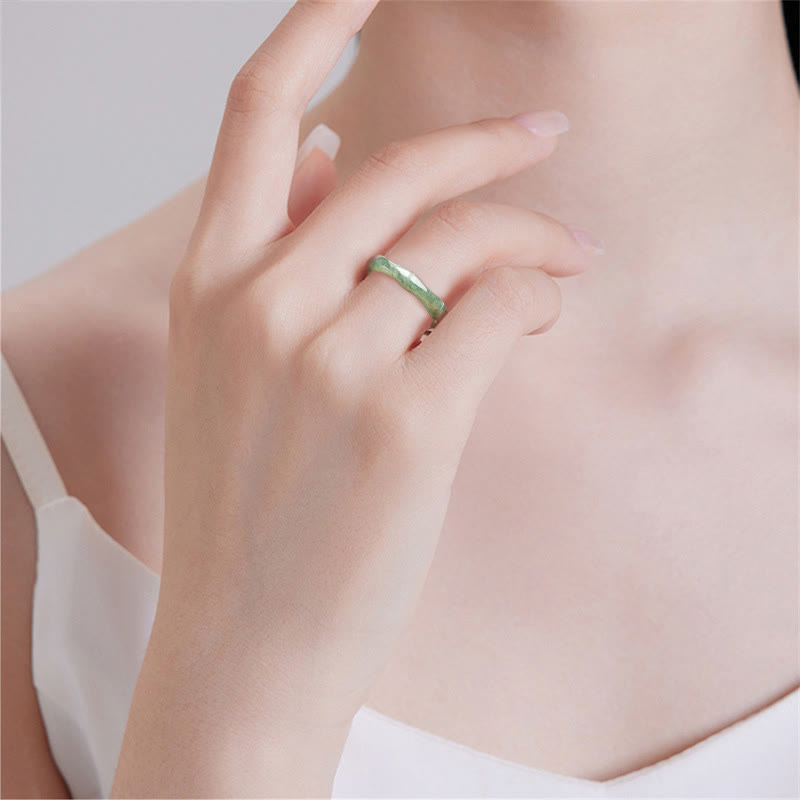 Nimara Ritual Natural Bamboo Design Jade Abundance Ring
