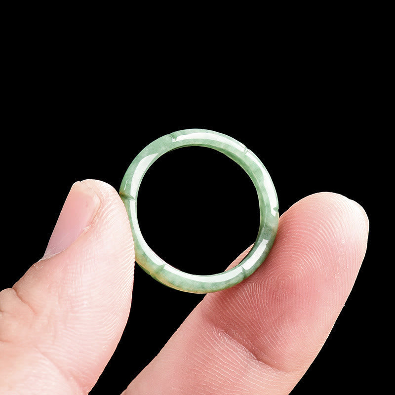 Nimara Ritual Natural Bamboo Design Jade Abundance Ring