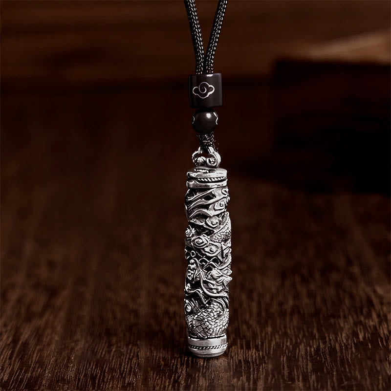 Nimara Ritual Copper Fu Character Dragon Pattern Balance Pendant Necklace