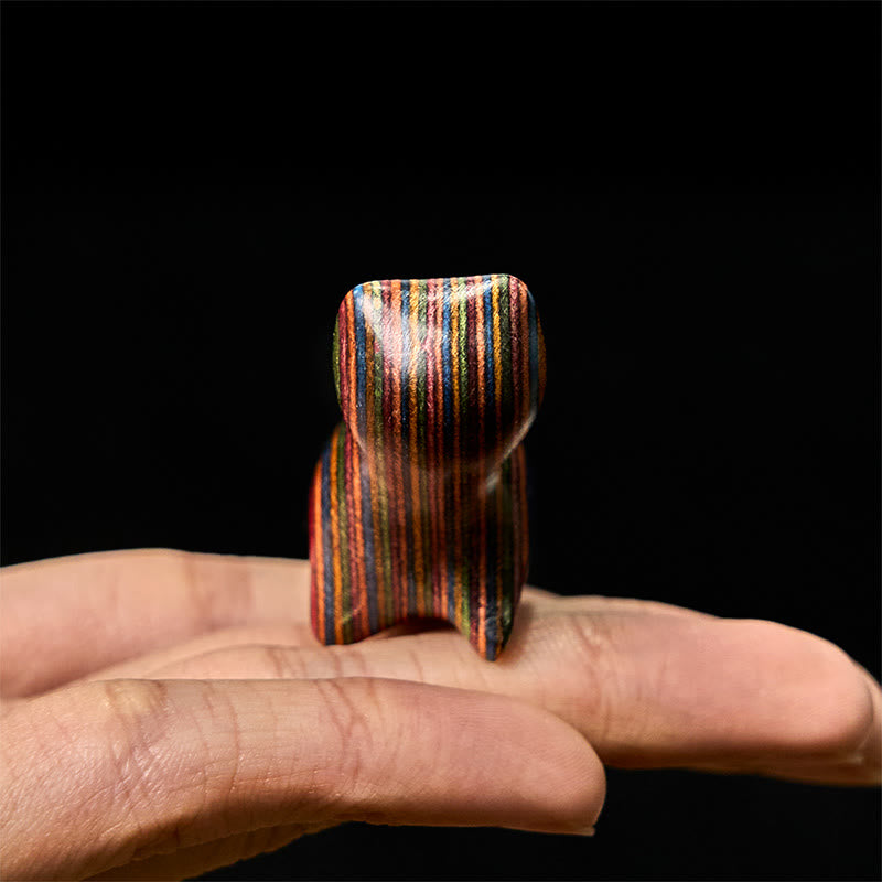 Nimara Ritual Mini Rainbow Eucalyptus Walking Cat Carved Reduce Stress Decoration