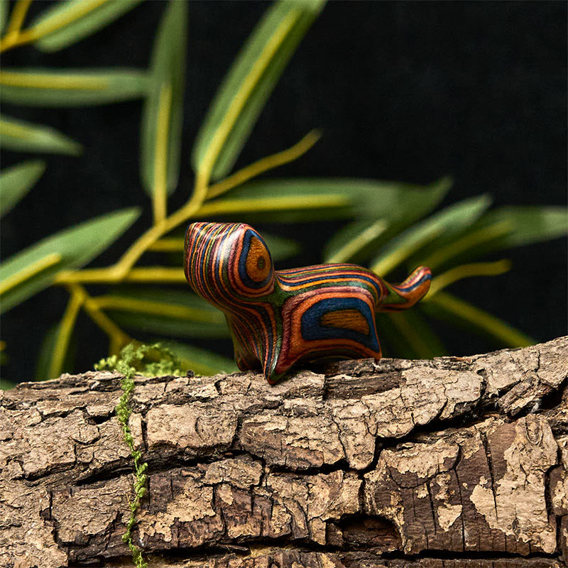 Nimara Ritual Mini Rainbow Eucalyptus Walking Cat Carved Reduce Stress Decoration
