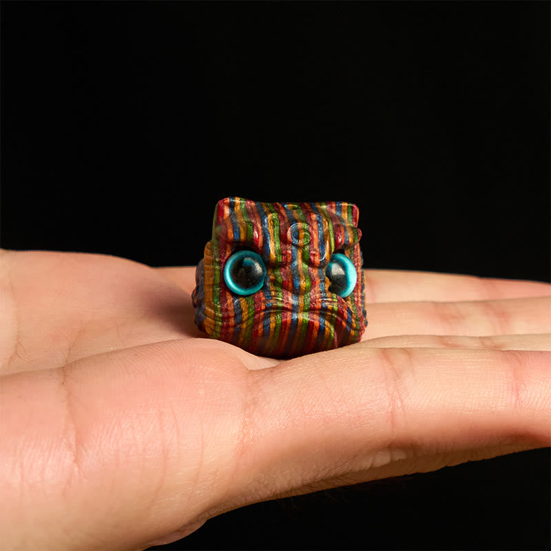 Nimara Ritual 2Pcs Mini Rainbow Eucalyptus Dancing Lion Carved Balance Decoration