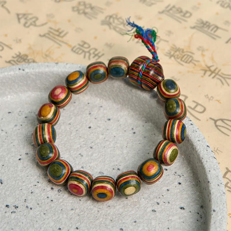 Nimara Ritual Colorful Rainbow Eucalyptus Gourd Positive Bracelet