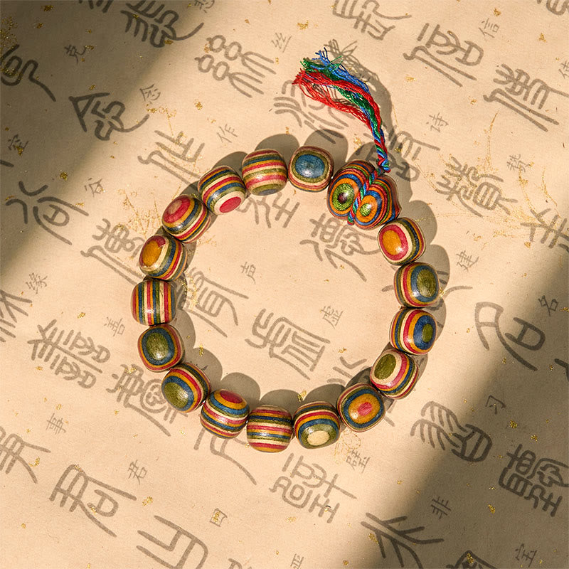 Nimara Ritual Colorful Rainbow Eucalyptus Gourd Positive Bracelet