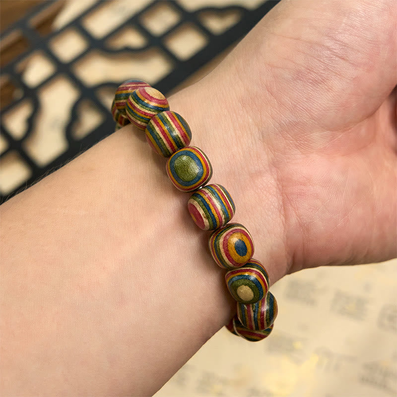 Nimara Ritual Colorful Rainbow Eucalyptus Gourd Positive Bracelet