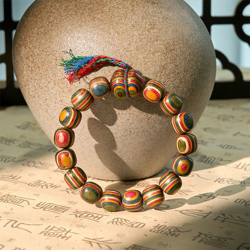 Nimara Ritual Colorful Rainbow Eucalyptus Gourd Positive Bracelet