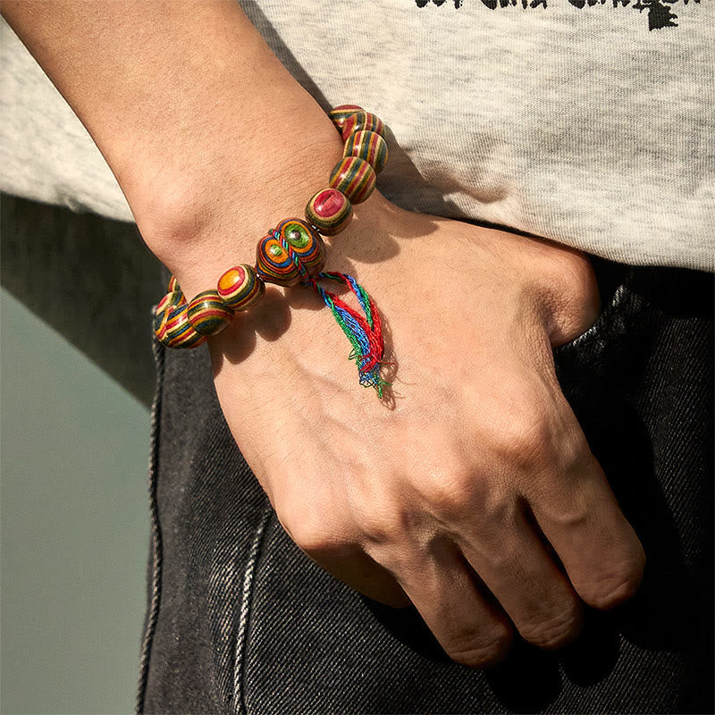 Nimara Ritual Colorful Rainbow Eucalyptus Gourd Positive Bracelet