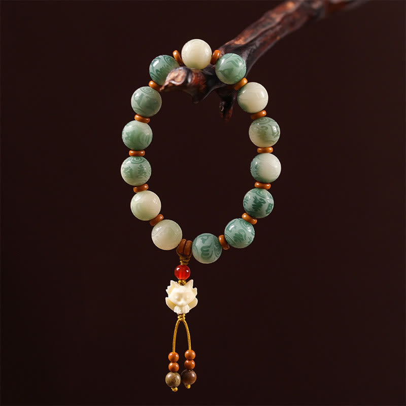 Nimara Ritual Gradient Bodhi Seed Om Mani Padme Hum Carved Zakiram Peace Bracelet