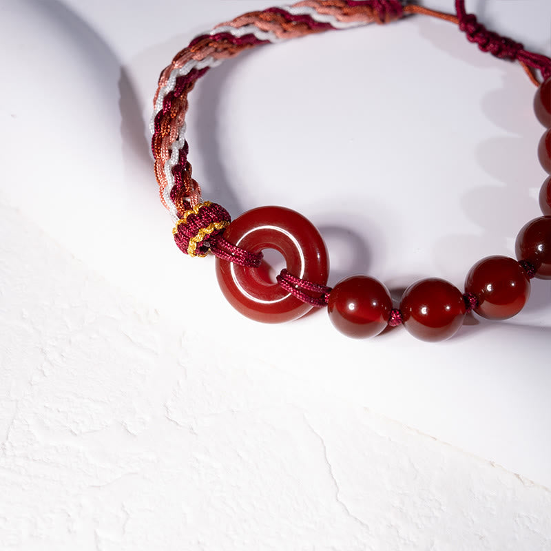 Nimara Ritual Natural Red Agate Peace Buckle Logical Thinking Red Rope Bracelet