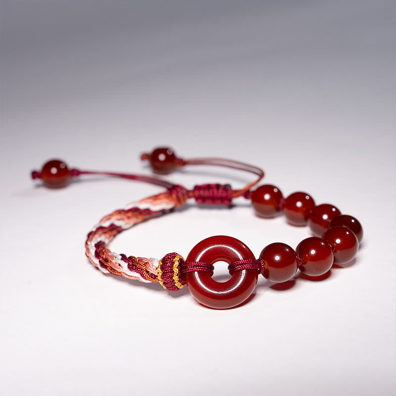 Nimara Ritual Natural Red Agate Peace Buckle Logical Thinking Red Rope Bracelet