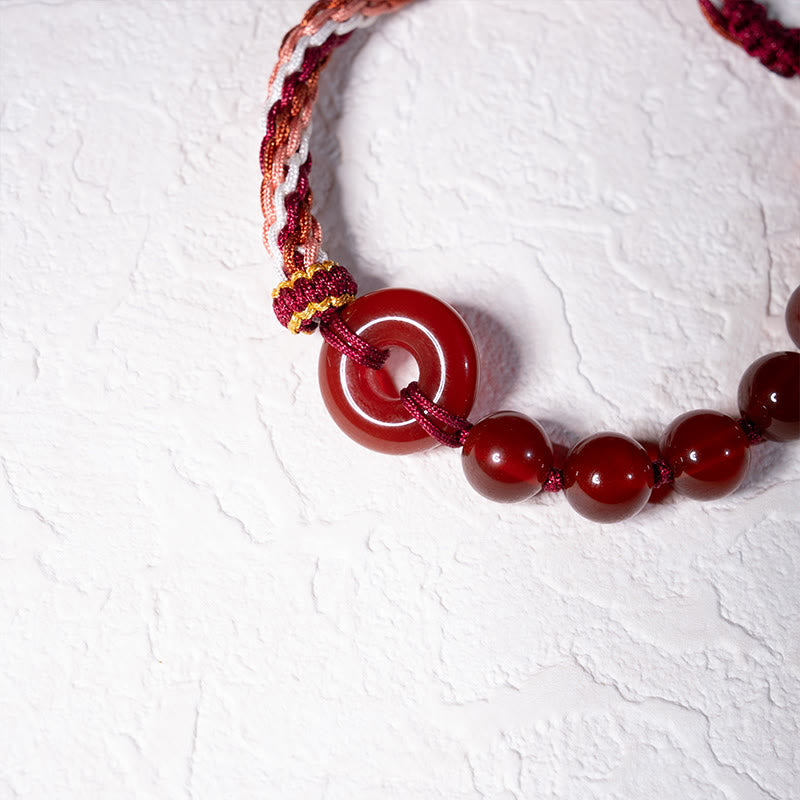 Nimara Ritual Natural Red Agate Peace Buckle Logical Thinking Red Rope Bracelet