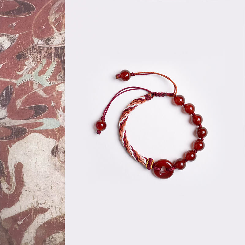 Nimara Ritual Natural Red Agate Peace Buckle Logical Thinking Red Rope Bracelet