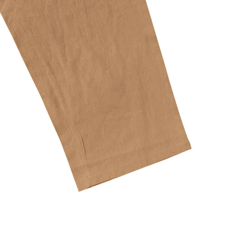 Nimara Ritual Solid Color Buttons Drawstring Men's Cotton Pants With Pockets