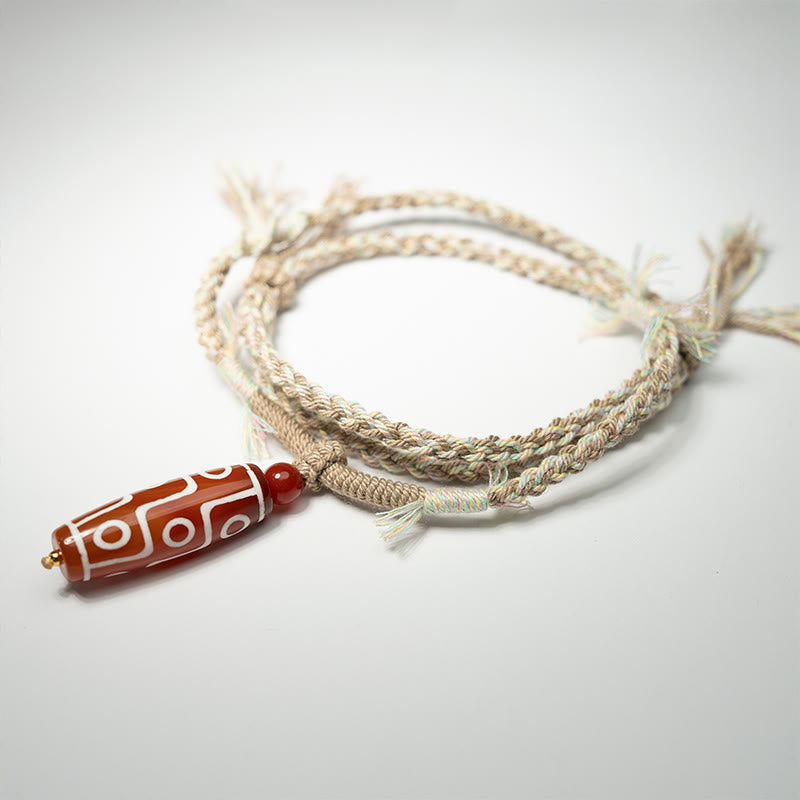 Nimara Ritual Natural Red Agate Nine-eye Dzi Bead Power Rope Bracelet