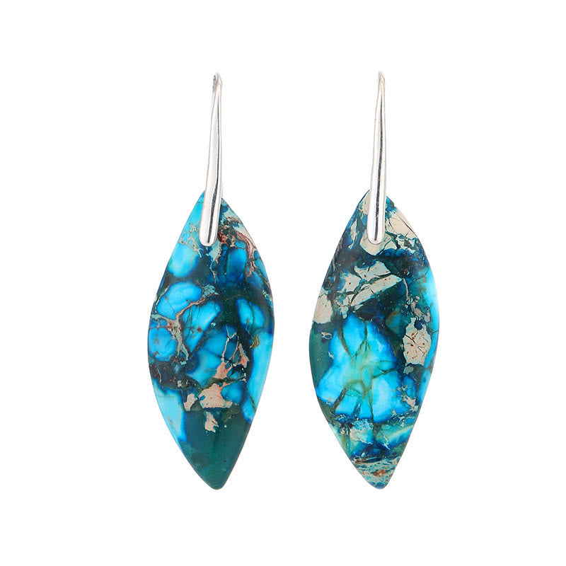 Nimara Ritual Natural Emperor Stone Water Drop Leaf Shape Happiness Earrings