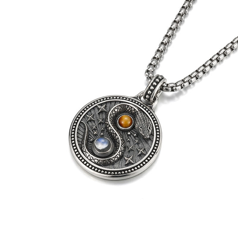 Nimara Ritual Snake Yin Yang Symbol Copper Wealth Necklace Pendant