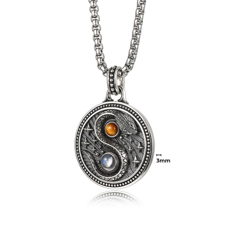 Nimara Ritual Snake Yin Yang Symbol Copper Wealth Necklace Pendant