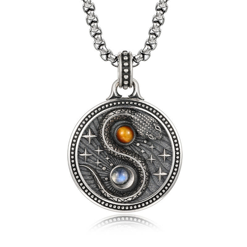 Nimara Ritual Snake Yin Yang Symbol Copper Wealth Necklace Pendant