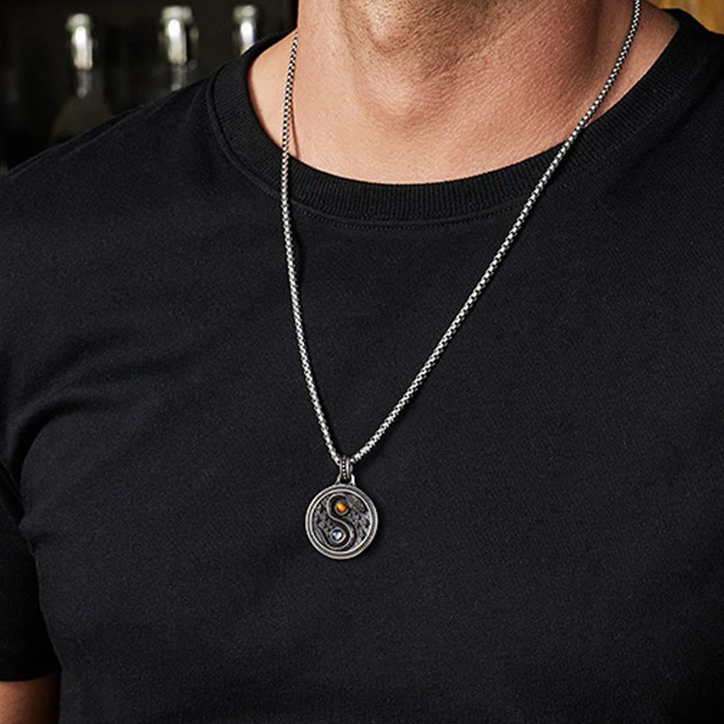 Nimara Ritual Snake Yin Yang Symbol Copper Wealth Necklace Pendant