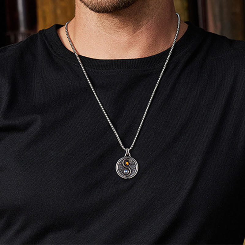 Nimara Ritual Snake Yin Yang Symbol Copper Wealth Necklace Pendant