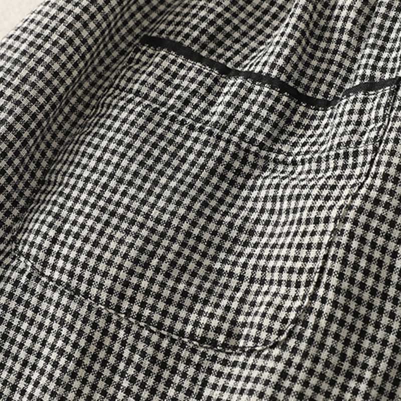 Nimara Ritual Plaid Pattern Drawstring Women's Cotton Linen Harem Pants With Pockets