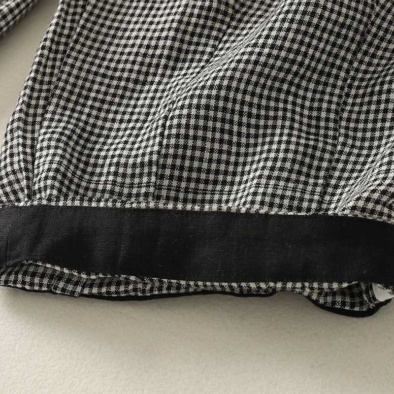 Nimara Ritual Plaid Pattern Drawstring Women's Cotton Linen Harem Pants With Pockets
