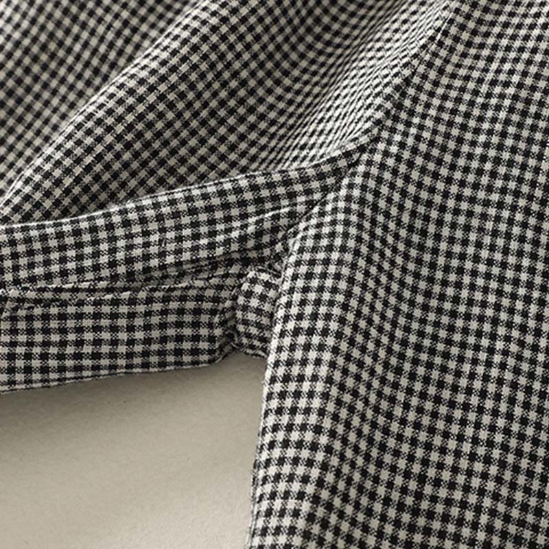 Nimara Ritual Plaid Pattern Drawstring Women's Cotton Linen Harem Pants With Pockets