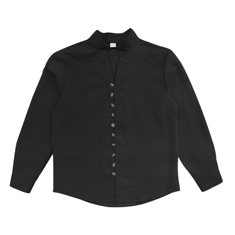 Nimara Ritual Solid Color Buttons Fall Long Sleeve Men's Shirt