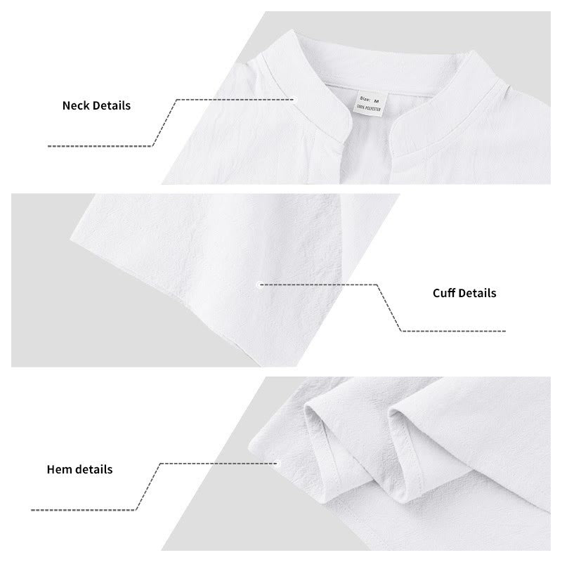 Nimara Ritual Solid Summer Short Sleeve Half Buttons Linen Men's Shirt