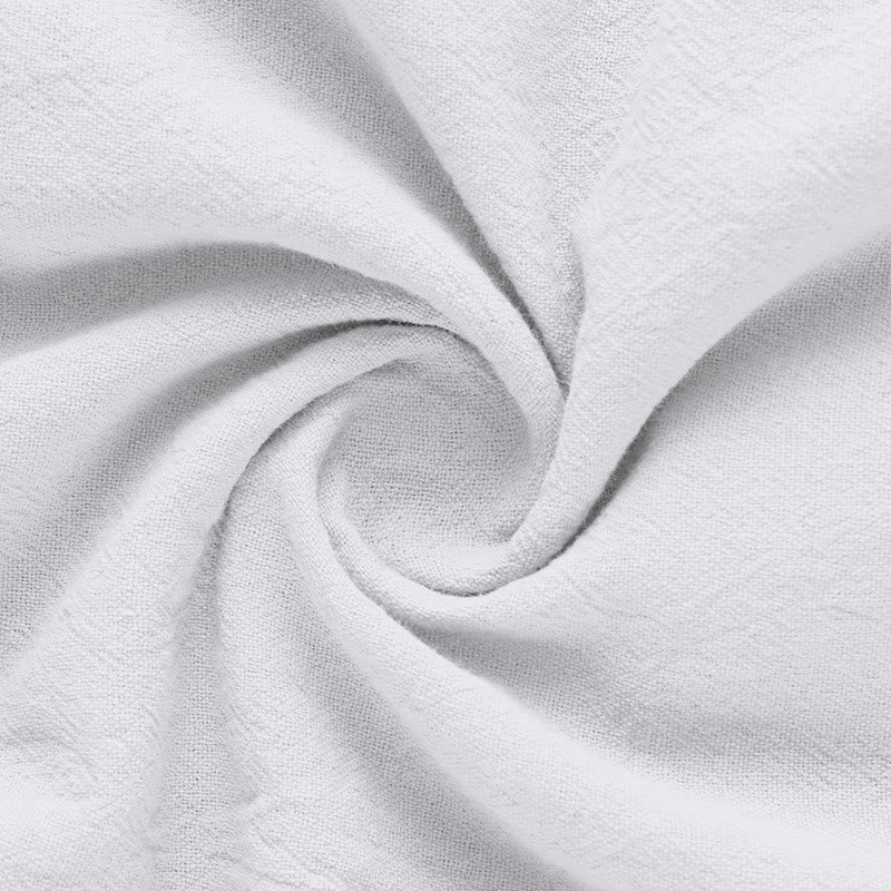 Nimara Ritual Solid Summer Short Sleeve Half Buttons Linen Men's Shirt