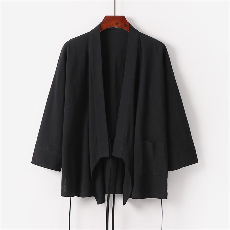 Nimara Ritual 2Pcs Lace-up Cotton Linen Kimono Pants With Pockets Men's Meditation Cloth Set