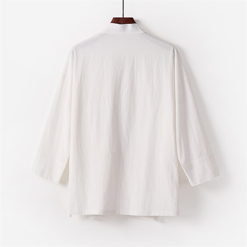 Nimara Ritual 2Pcs Lace-up Cotton Linen Kimono Pants With Pockets Men's Meditation Cloth Set